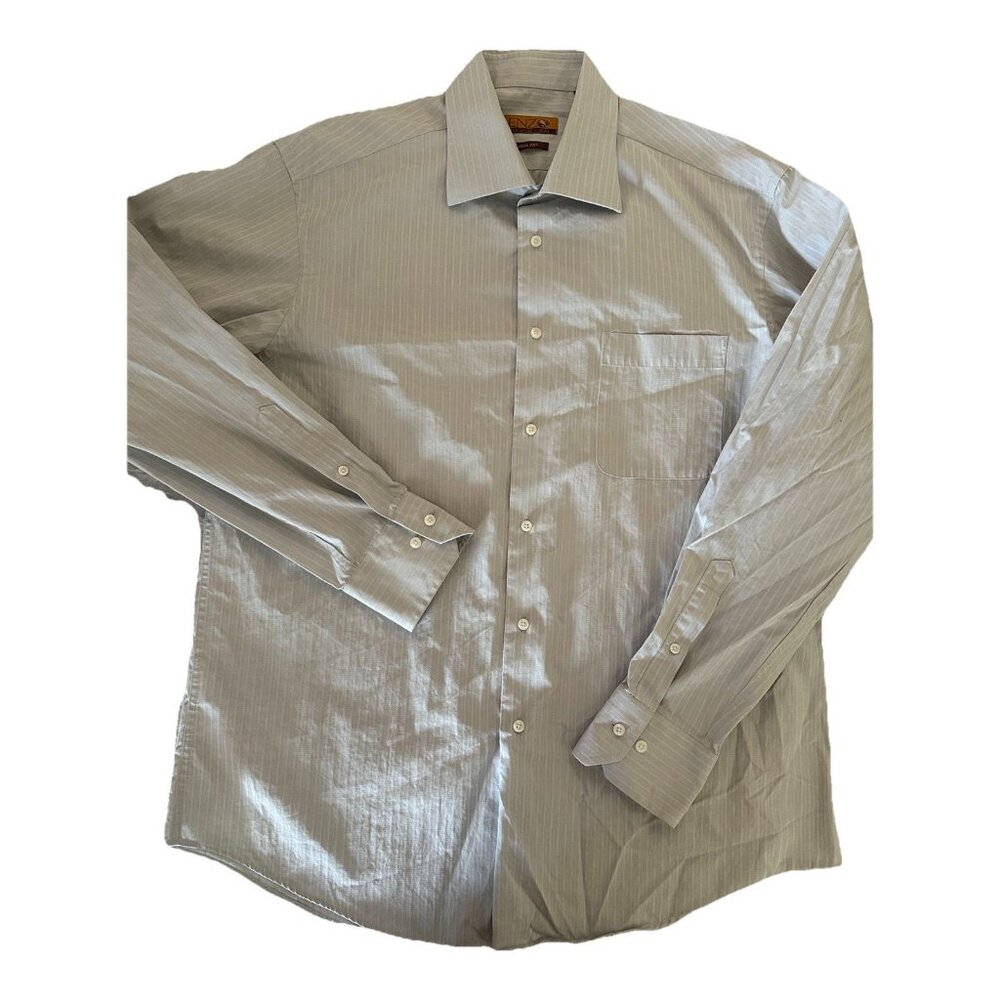 🌵4/$25 Enzo Men's Shirt‎ Size 16.5 Career Italy Cotton Button Down Business